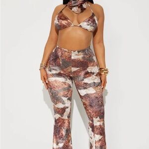 Free Spirit 3 Piece Pant Set - Brown/combo